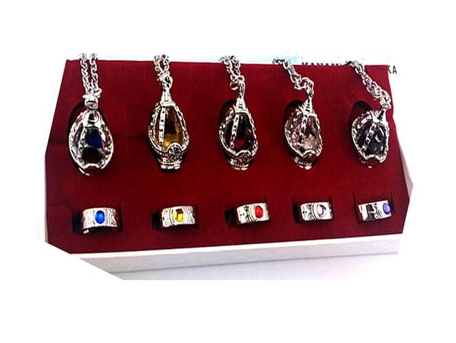 Anime Cosplay Puella Magi Madoka Magica Soul Core Gem 5 Necklace With 5 Tail Ring - Image 1