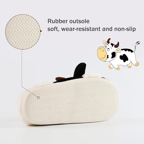 Jerzmy Cute Animal Cow Pig Men Women House Slippers, Comfy Memory Foam Cloudy Soft Slippers Plush Home Shoes for Bedroom Living Room Indoor thumbnail 5