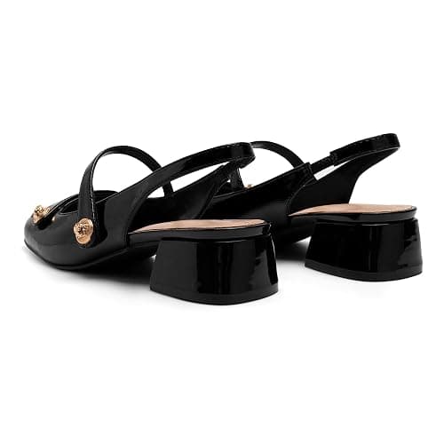 Slingback Mary Jane Heels for Women Low Block Heel Closed Square Toe Pump Shoes Heels Classic Daily Office Dressy Shoes thumbnail 7