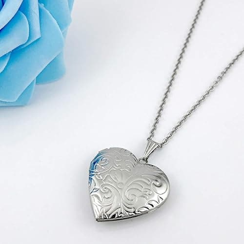 Locket Necklace that Holds Pictures Flower Lockets Pendant Necklaces Birthday Gifts Jewelry thumbnail 3