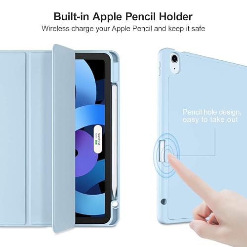 Akkerds Compatible with iPad Air 11 Inch Case 7th/6th Generation (M3/M2) 2025/2024, for iPad Air 5th/4th Generation Case 10.9 Inch 2022/2020 with Pencil Holder[Auto Sleep/Wake], Sky Blue thumbnail 7