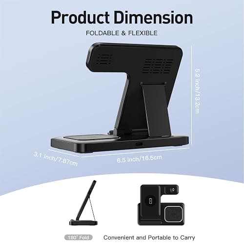 2025 Traveling Portable Wireless Fast Charger for Apple & Android Charging Station 3 in 1 Charging for iPhone17 16 15 14 13 12 11,Apple Watch & Air pods 4 3 2 Pro,Samsung Galaxy-Gifts for Family thumbnail 7