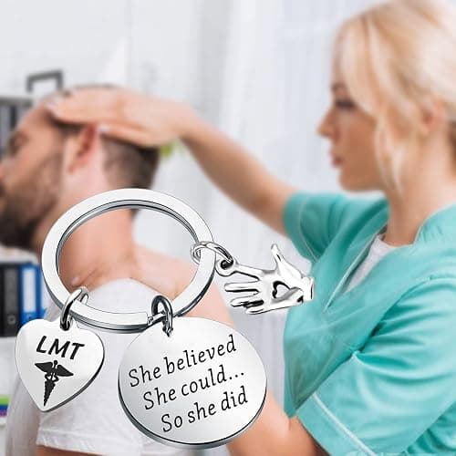 ENSIANTH LMT Licensed Massage Therapist Keychain 'She Believed She Could So She Did' Medical Graduation Gift thumbnail 4