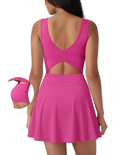 SUUKSESS Tennis Dress with Shorts Underneath Easy Peasy Athletic Dress for Women Golf Workout Active Dresses - Image 1