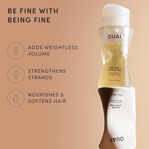 OUAI Fine Shampoo and Conditioner Set - Sulfate Free Shampoo and Conditioner for Women & Men - Made with Keratin, Marshmallow Root, Shea Butter & Avocado Oil - Free of Parabens & Phthalates (10 Fl Oz) thumbnail 3