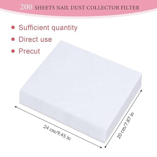 Grevosea 200 Sheets Nail Dust Collector Filter Paper Disposable Nail Dust Filters for Most of Nail Dust Collector Machine Nail Vacuum Dust Collector Nail Tech for Nail Salon Spa Home(White) thumbnail 2