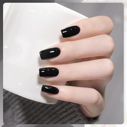 GAOY Black Gel Nail Polish, 16ml Color 1001 Soak Off UV Light Cure Gel Polish for Nail Art DIY Manicure at Home thumbnail 3