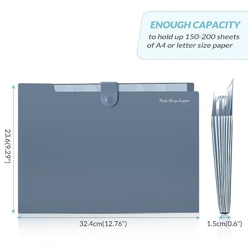 SKYDUE Expanding File Organizer with 8 Pockets, Accordion File Folders with Labels, Portable Document Paper Bill Receipt Organizer, Home College School Office Supplies, Letter Size, Blue thumbnail 6
