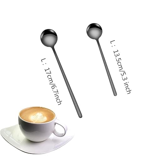 9 PCS Coffee Spoons Espresso Teaspoon, PBIEHSR Stainless Steel Tea Spoon Two Different Lengths Dessert Spoons for Stirring Coffee Bar Accessories (Black) thumbnail 3