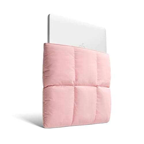 Comfyable Puffy Laptop Sleeve 13 Inch 14 Inch, Quilted Puffer Laptop Carrying Case for Women, Pillow Case Compatible with MacBook Air/Pro M5 M4 M3 M2 Pro/Max 2026, 13" MacBook Neo A18, Pink thumbnail 2
