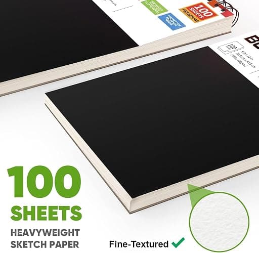 Soucolor Sketch Book, Spiral Bound Acid-Free Sketchbook with 68lb/100gsm for Paper Painting, Drawing, Writing, Artist Sketching Pad for Kids, Adults & Teens, 100 Sheets (Black, 9 x 12 Inch, Pack of 1) thumbnail 4