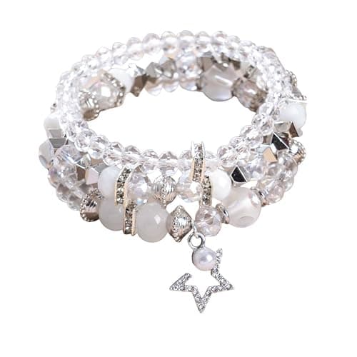 MMIUAEG Vintage Y2K Star Crystals Bracelets Colorful Acrylic Beads Layered Stackable Bracelets Punk Star Charm Y2K Accessory Wristlets Grunge Party Jewelry - Image 1