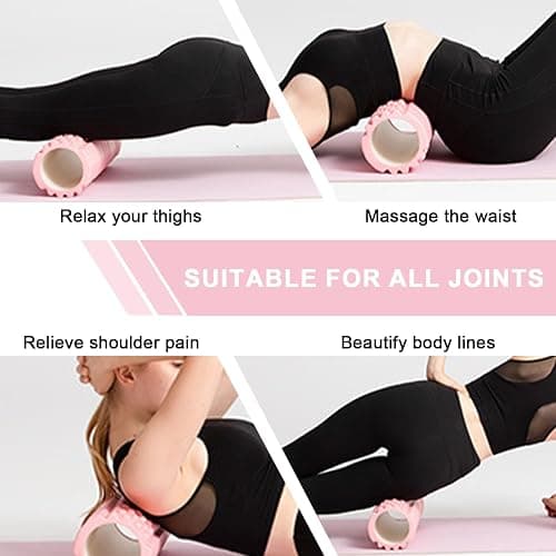 Pilatesrolle mit Yoga-Säule – Rosa Schaumstoff-Faszienrolle für optimale Muskelkräftigung, Fitness und Faszienmassage – Multifunktionale Sportrolle für Zuhause und im Fitnessstudio thumbnail 5
