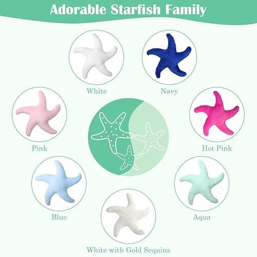 Marble Empire Starfish Pillow for Couch and Bed, Coastal Decor Throw Pillow, Ocean Beach Theme Accent Pillow for Living Room（Aqua） thumbnail 6