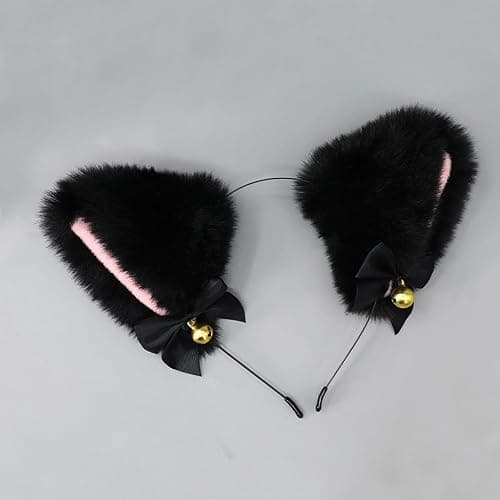 Cat Ears Headband For Women & Girls - Faux Fur Ears With Bells, Perfect For Cosplay & Birthday Party thumbnail 2
