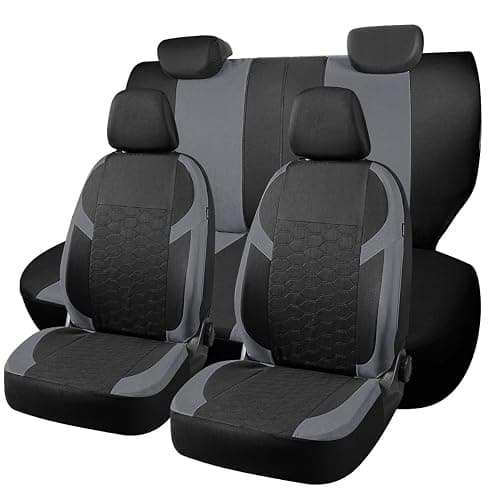 Chifeng Full Set Universal Car Seat Covers for Ford Edge Fiesta Focus Ka+ plus Kuga Mondeo Puma – Front and Rear Split Bench Car Seat Cover - Polyester seat cover (Grey) - Image 1