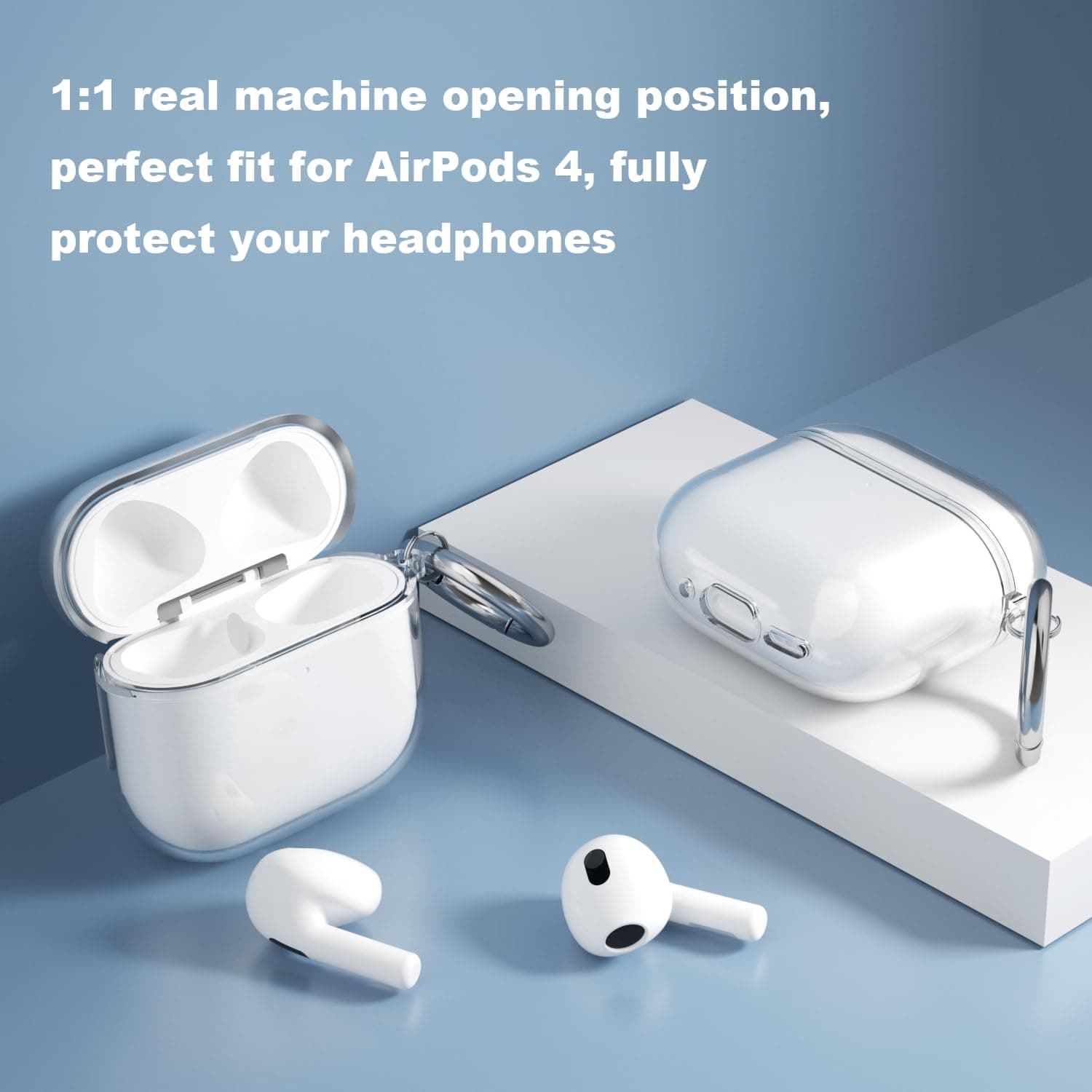 USTIYA Case for Apple AirPods 4 Cover AirPods4 2024 Shock-Absorption Transparent TPU Thickening (Pink/Red) thumbnail 9