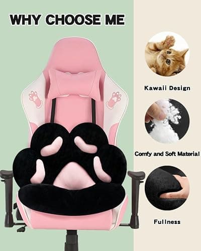 MOONBEEKI Cat Paw Cushion Chair Comfy Kawaii Plush Seat Cushions Shape Lazy Pillow for Gamer Chair 28"x 24" Cozy Floor Cute Seat Kawaii for Girl Worker Gift, Dining Room Bedroom Decorate Black thumbnail 6