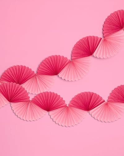 xo, Fetti Pink Paper Fan Garland - 6 Ft. | 3D Bachelorette Party Decorations, Birthday Party Supplies, Pink Preppy HBD, Baby Shower thumbnail 5
