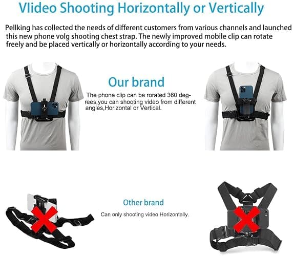 PellKing Mobile Phone Chest Mount Harness Strap Holder Cell Phone Clip Action Camera POV for Samsung iPhone Plus etc thumbnail 7