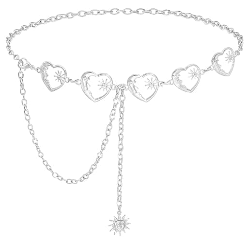Liutufy Waist Chain Belts for Women Metal Link Moon Star Body Chain Belt Ladies Waist Chain Belt for Jeans Dress - Image 1