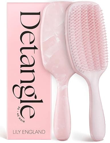 Lily England Curly Hair Brush - Detangling & Styling Tool with Flexible Bristles for Pain-Free Wet & Dry Curls (3c to 4c), Pink - Image 1
