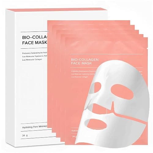 YZ&YL Collagen Face Mask, Bio Collagen Real Deep Mask Overnight for Glass Skin Glow, Elasticity, Lifting and Firming, Reduce Wrinkles, Pore Minimizing, After Sun Care, Travel Essentials, 34g x 5pcs - Image 1