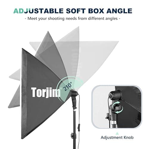 Torjim Softbox Photography Lighting Kit, 2Pcs 27" x 27" Professional Soft Box | 3000K-7500K 85W LED Bulbs with Remote, Photography Continuous Lighting Kit for Studio Lights, Portrait, Video Recording thumbnail 3