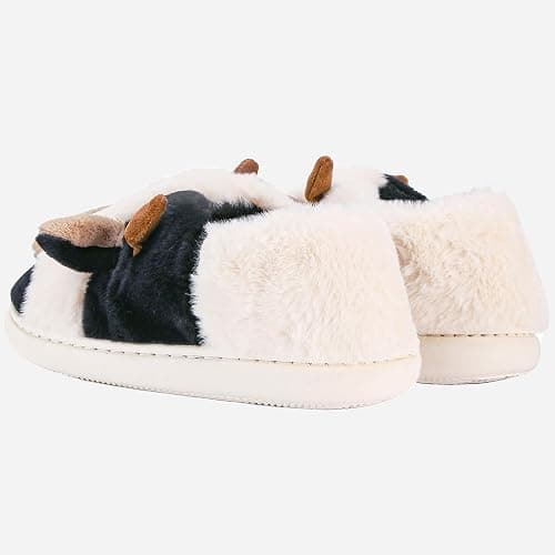 NZFUN Cow Slippers for Women and Men, Fluffy Cute Cozy Cartoon Fuzzy Cow House Slipper Womens Milky Cows Animal Preppy Funny Kawaii Pillow Cloud Fall Winter Bedroom Home Shoes for Indoor and Outdoor thumbnail 4