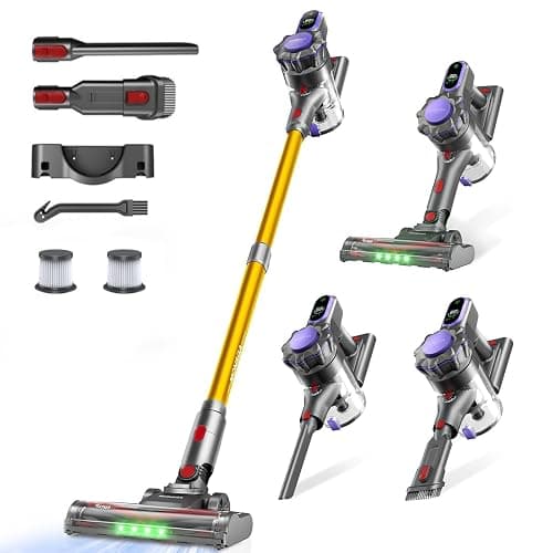 MONSGA Cordless Vacuum Cleaner, 45KPa 400W Stick Vacuum for Home, 50Mins Anti-Tangled Vacuum Cleaner with Charging Dock, Light-weighted Handheld Vacuum for Pet Hair/Carpet/Floor, LED Touch Display,MV3 - Image 1