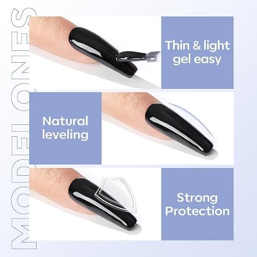 modelones Gel Top Coat, 2Pcs Clear Glossy Finish No Wipe Top Coat Winter Gel Nail Polish, Acrylic Nails Soak Off Nail Lamp Nail Art Home and Professional Manicure 10ML thumbnail 5