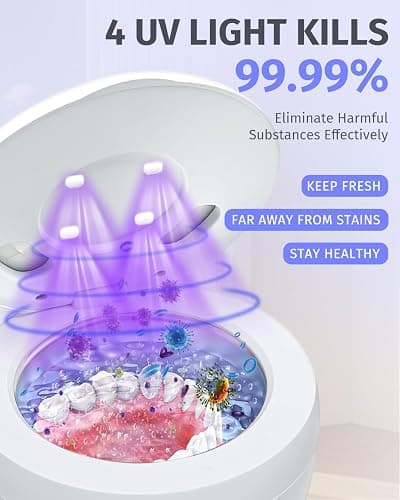 Dental Ultrasonic Retainer Cleaner Machine 45kHz, UV Denture Cleaner with 4 Modes Digital Timer, Portable 200ML UltraSonic Cleaning Pod for Night Mouth Guard, Aligner, Braces, Jewelry and More-White thumbnail 3