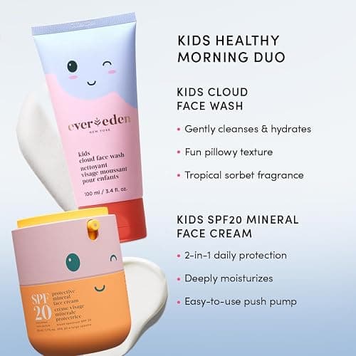 Kids Happy Morning DUO: Clean & Vegan Skin Care for Kids Bundle | Skin Care Cloud Face Wash + SPF 20 Mineral Face Cream | Non-Toxic | Non-Comedogenic | Fun | Easy-to-Use Skincare thumbnail 2