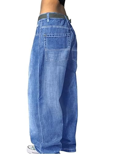 EMMIOL Women Boyfriends Hip Hop 90s Vintage Baggy Jeans Loose Denim Pants Mid-Low Waist Jeans thumbnail 3