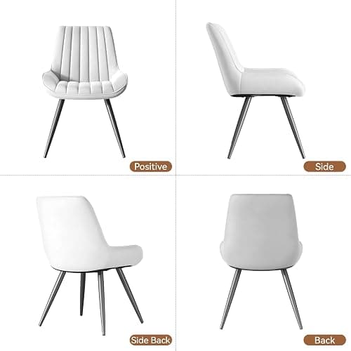 Nebuaegis Modern Kitchen Chairs Set of 4, Comfortable Upholstered Dining Chair with Thick Cushions, Fabric Side Chairs with Metal Legs for Dining Room or Kitchen,White - Set of 4 - White thumbnail 6