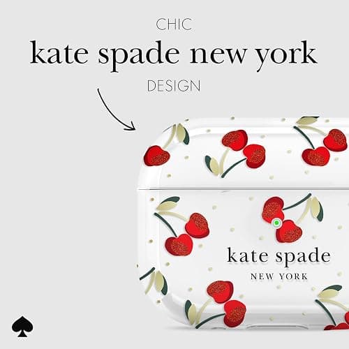 kate spade new york AirPods Pro Protective Case with Keychain Ring - Cherry Dot, Compatible with AirPods Pro 2nd / 1st Generation thumbnail 3