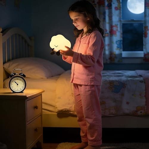 YISUN Cloud Night Light, Cute Silicone Nightlight for Baby Toddler, Rechargeable LED Nursery Lamp with Timer, 3 Level Dimmable Soft Squishy Night Lamp Gift for Bedroom Kids Room Decor thumbnail 8