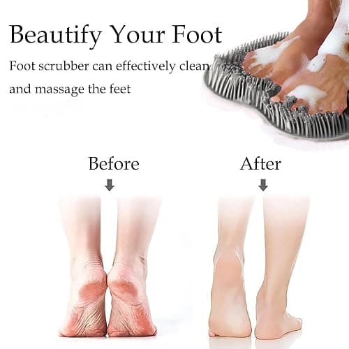 Shower Foot and Back Scrubber Mat,Wall Mounted Shower Foot Scrubber with Suction Cups,Exfoliating Silicone Massage Foot Cleaner for Shower(Grey) thumbnail 5