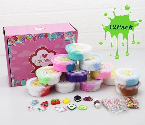 Dual Colors Butter Slime Kit,12 Pack Slime Party Favors,DIY Slime Toys for Kids,Soft & Non-Sticky,Birthday Gifts for Girls and Boys,educational toys,party favor supplies thumbnail 5