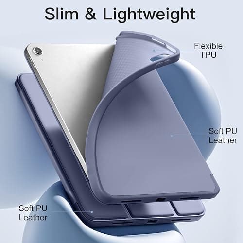 Akkerds Compatible with iPad (A16) 11th Generation Case 11 Inch 2025, for iPad 10th Generation Case 10.9 Inch 2022 with Pencil Holder, Slim Trifold Stand Protective Cover with Soft TPU Back, Blue Gray thumbnail 5