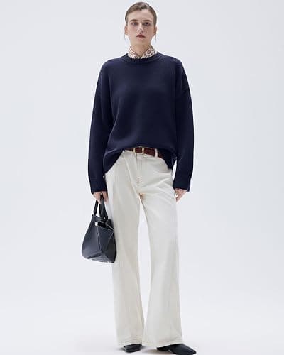SUUKSESS Women Cashmere Oversized Long Sleeve Pullover Sweater Crew Neck Jumpers thumbnail 3