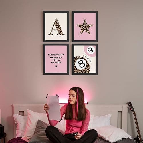 DSHFG Preppy Pink Leopard Cheetah Room Decor Y2K Cheetah Posters for College Dorm Wall Art Prints 4Pcs, Initial A Personalized Pink Lucky 8 Ball Poster for Teen Girls Bedroom Bathroom 8x10 Unframed - A 8Ball thumbnail 4