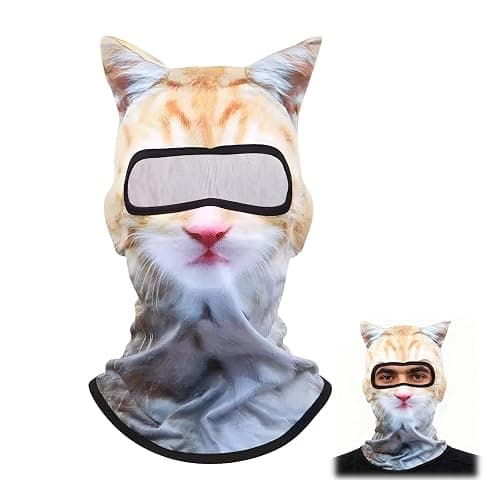 Cat Ski Mask, Cats Dogs Funny Sheisty Masks, Animal Hood Windproof Balaclava Hat for Skiing Activities - Image 1