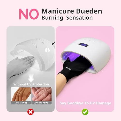AIRSEE UV Gloves for Nail Lamp,Professional UPF50+ UV Protection Gloves for Manicures Nail Art,Fingerless Gloves That Shield Skin from The Sun and Nail Lamp (Black) thumbnail 3