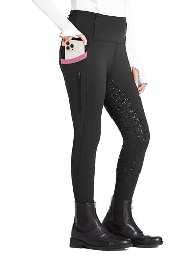 FitsT4 Sports Girls Riding Pants Full Seat High Waist Kids Equestrian Breeches Horse Schooling Tights Zipper Pockets - Image 1