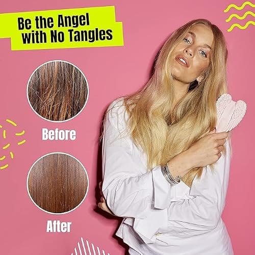 Detangling Hair Brush - Anti Static Angel Wing Hair Brush with Soft & Flexible Bristle for Straight & Wavy Hair - Tangle Angel Hair Detangler Brushes for Blow Drying & Shower - Matt White thumbnail 4