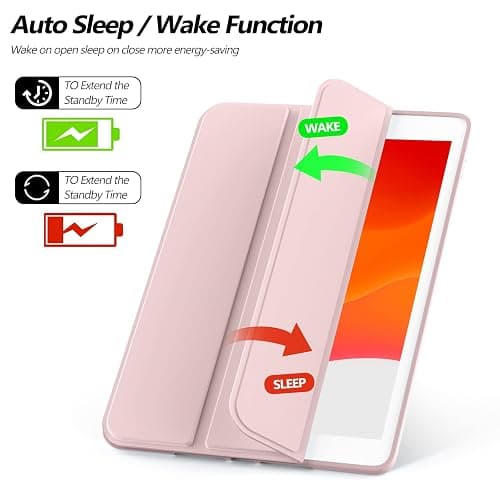 Aoub Case for iPad 9th Generation 2021 10.2 inch, iPad 8th/7th Gen 2020/2019, Without Pencil Holder, Soft TPU Back Case, Slim Lightweight Stand Protective Smart Cover, Auto Sleep/Wake - Light Pink thumbnail 4