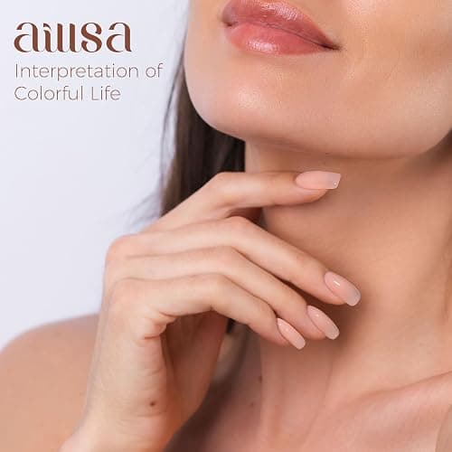 AILLSA Nude Gel Polish - Jelly Gel Nail Polish Nude Pink Translucent Soak Off U V Gel Polish Neutral Color Nail Gel Polish for Nail Art French Manicure at Home 0.51 Fl Oz GB60 thumbnail 8