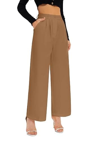FUNYYZO Wide Leg Pants High Elastic Waisted Long Straight Suit Pants thumbnail 4