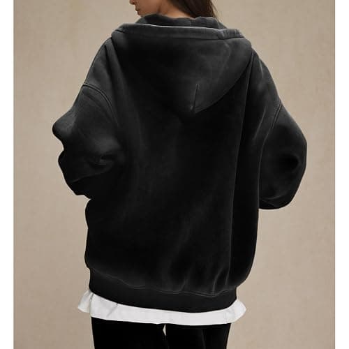 Talakeno Womens Double Zip Up Hoodies Oversized Heavyweight Fleece Sweatshirt Acid Wash Hoodie Vintage Distress Cotton Jacket thumbnail 5